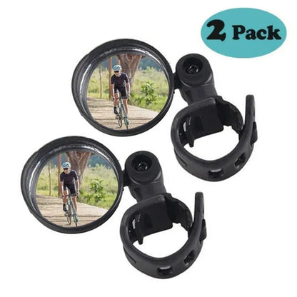 Wide-Angle Rearview Mirror for Bicycle, 360 Degree Rotation, Outdoor Riding, Mountain Bike Handle, Safety Accessories
