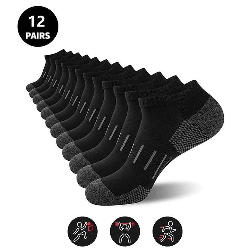 12 Pairs/Lot Men Sport Socks Breathable Outdoor Running buffer thickenBasketball Socks Cotton Training Short Tube Socks For Men