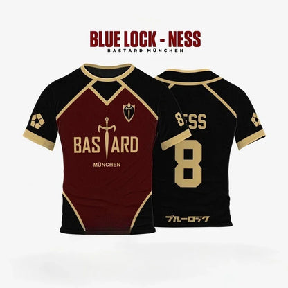 Jersey Futsal Cosplay Football Motif VL Replika Blue Lock Anime Bastard Munchen Men T-shirt Summer Short Sleeve Children Tee Top