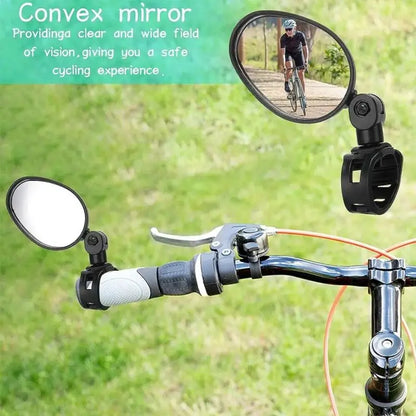 Wide-Angle Rearview Mirror for Bicycle, 360 Degree Rotation, Outdoor Riding, Mountain Bike Handle, Safety Accessories