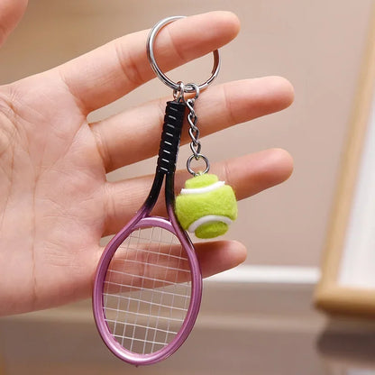 1pcs Tennis Racket Keychain - Cute Sport Mini Keychain car 6 color Pendant Keyring Sports Key Chain Who love sports Gifts