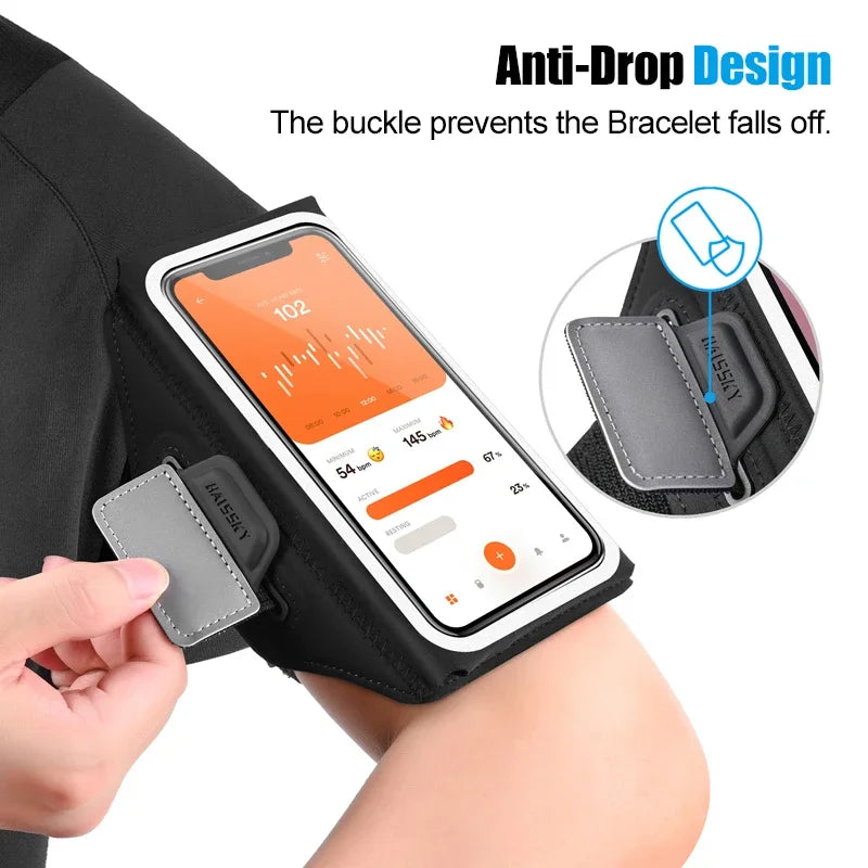 HAISSKY Stereoscopic Running Bags For iPhone 16 Pro Max 16 Plus 16E Men Women Zipper Earphone Pocket Outdoor Sports Armband Bags