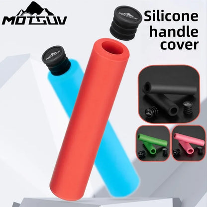 Bike Handlebar Grips Covers, 130mm Bicycle End Grips Protector Rubber Green Black, Non-Slip 1 Pair Silicone sponge hand grip
