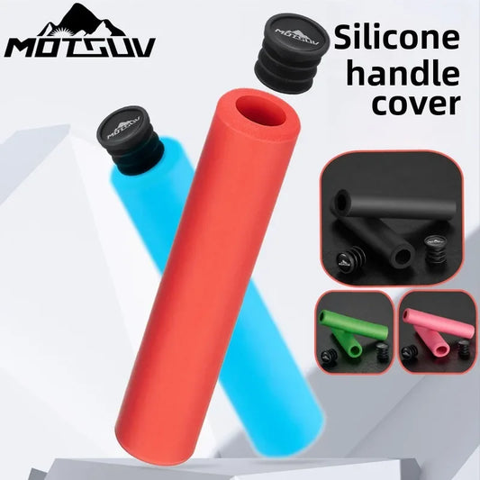 Bike Handlebar Grips Covers, 130mm Bicycle End Grips Protector Rubber Green Black, Non-Slip 1 Pair Silicone sponge hand grip