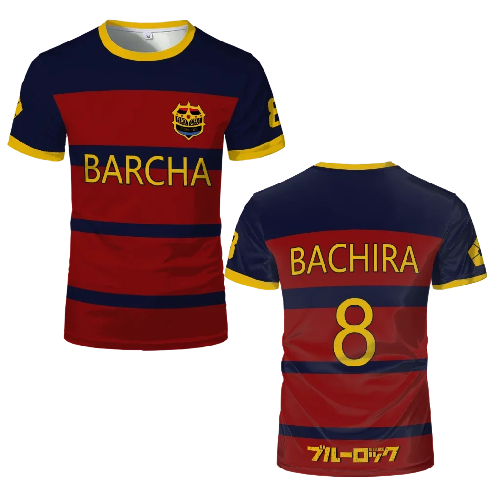 Blue Lock FC Barcha Cartoon Anime Cosplay Men Jersey Summer Short Sleeve Tops 2025 Style Fashion Mens T-shirt