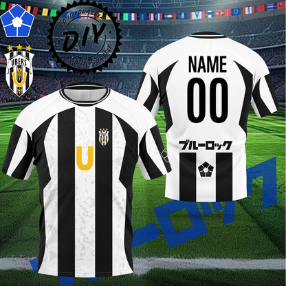 2025 Custom Anime Blue Lock Ubers Jersey Summer Soccer T Shirts Cosplay Uniforms Barou Aiku T Shirt Unisex Uber Club Tops AIKU