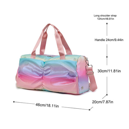 Women Gym Bag Waterproof Large Capacity Sports Bag Adjustable and Detachable Shoulder Straps for Sleepovers/Trips/Sports/Dance