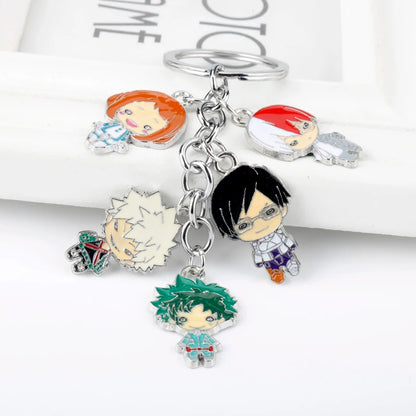Cartoon My Hero Academia Keychain Anime Figure IZUKU MIDORIYA Todoroki Shoto Enamel Strings Pendant Keyring Jewelry Cosplay Gift