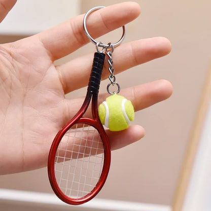 1pcs Tennis Racket Keychain - Cute Sport Mini Keychain car 6 color Pendant Keyring Sports Key Chain Who love sports Gifts