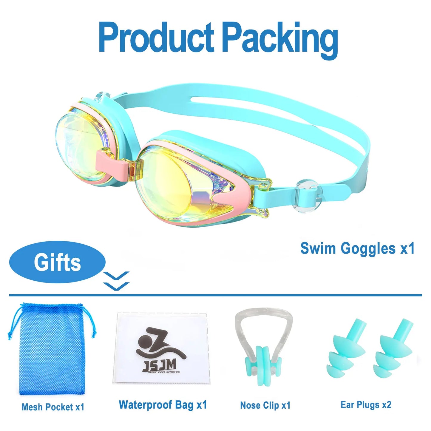 JSJM Professional Kids Swimming Goggles Anti-Fog UV Protection Waterproof Silicone Swim Glasses for Boys Girls Swim Eyewear Gift