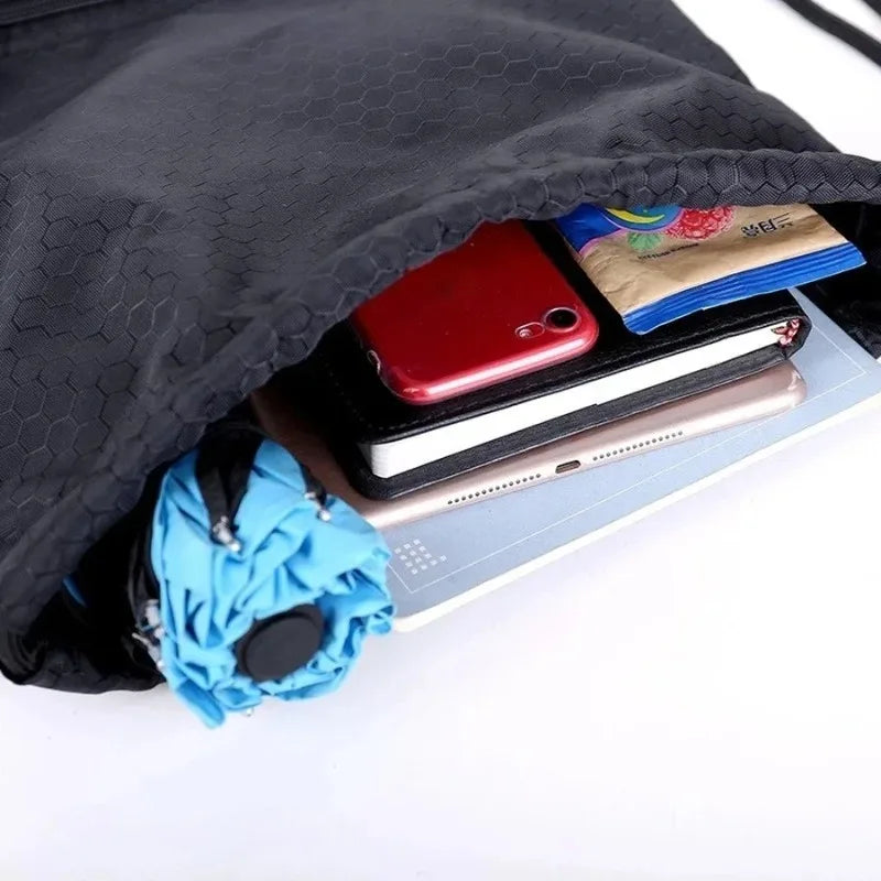 Outdoor Sport Gym Drawstring Bag Thick Rope Basketball Soccer Large Capacity Nylon Waterproof Zipper Backpack Fitness Men Pocket