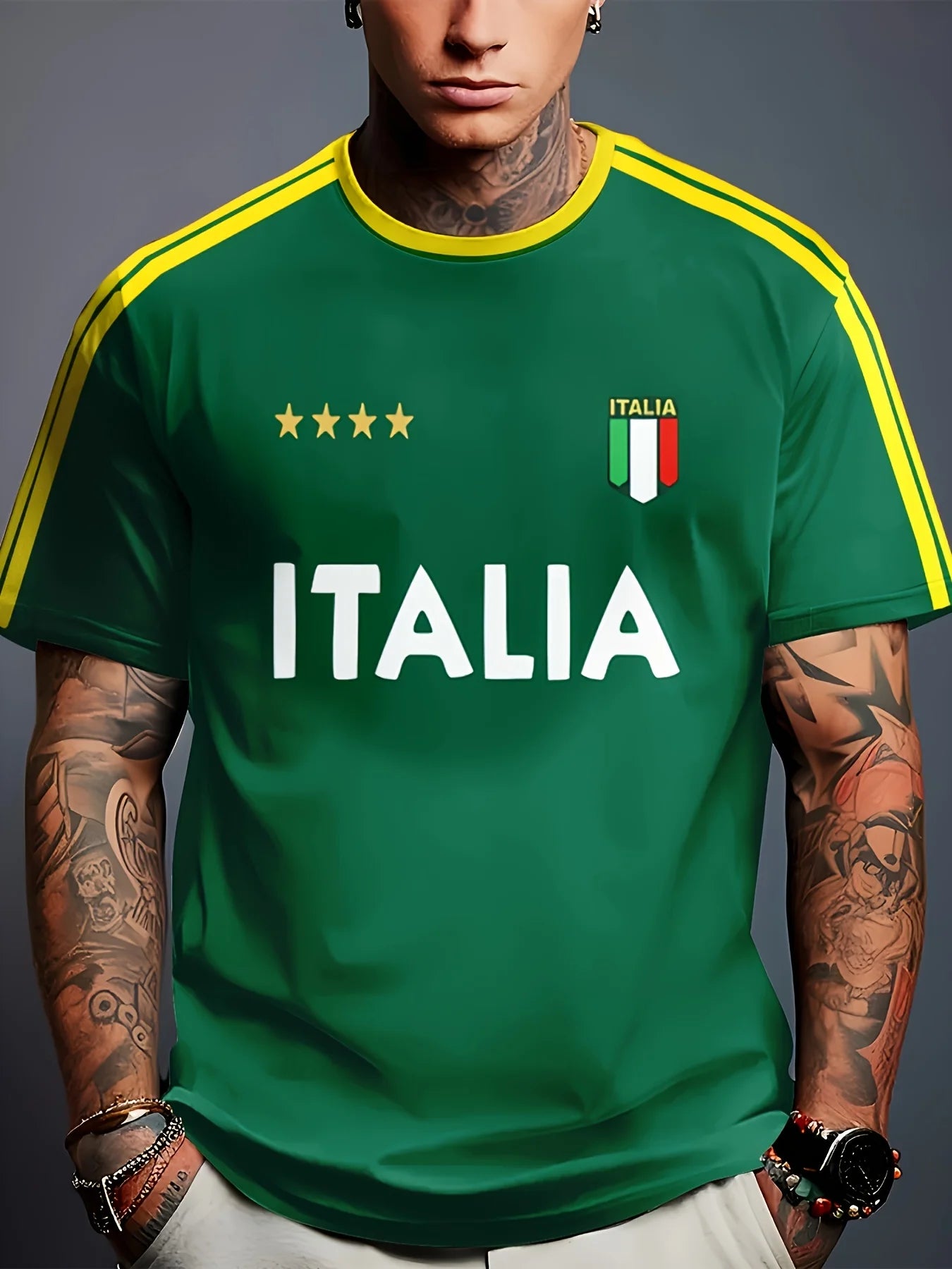 Summer 2025 new men's T-shirt 3D printed casual and fashionable polyester fiber outdoor men's wear