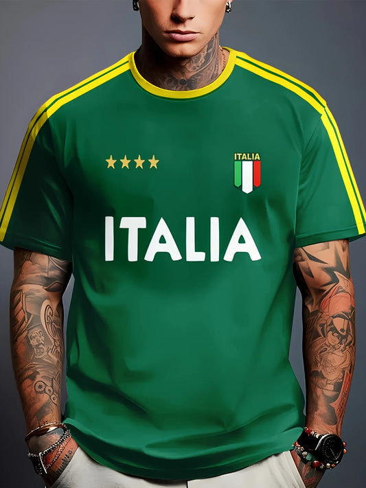 Summer 2025 new men's T-shirt 3D printed casual and fashionable polyester fiber outdoor men's wear