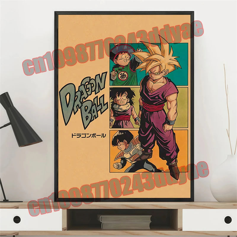 Japanese Anime Dragon Ball Retro Poster, Vegeta, Goku, Frisa, Piccolo, Canvas Paint, Printing Wall Art, Children's Gifts