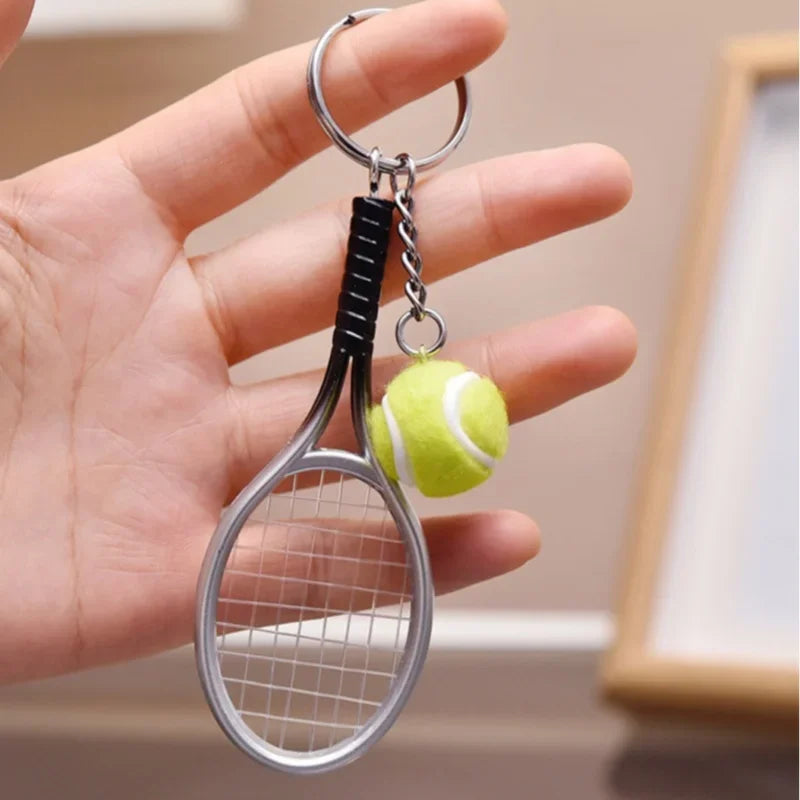 1pcs Tennis Racket Keychain - Cute Sport Mini Keychain car 6 color Pendant Keyring Sports Key Chain Who love sports Gifts