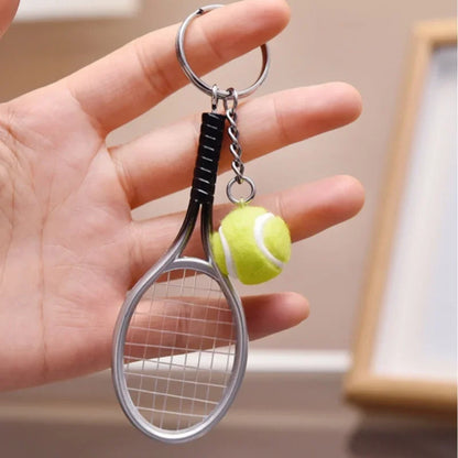 1pcs Tennis Racket Keychain - Cute Sport Mini Keychain car 6 color Pendant Keyring Sports Key Chain Who love sports Gifts