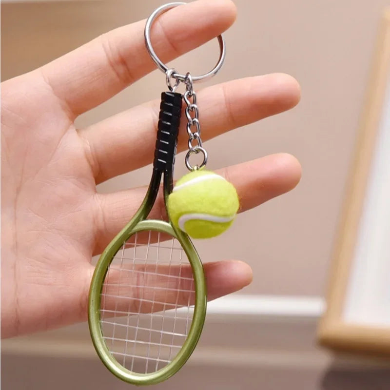 1pcs Tennis Racket Keychain - Cute Sport Mini Keychain car 6 color Pendant Keyring Sports Key Chain Who love sports Gifts