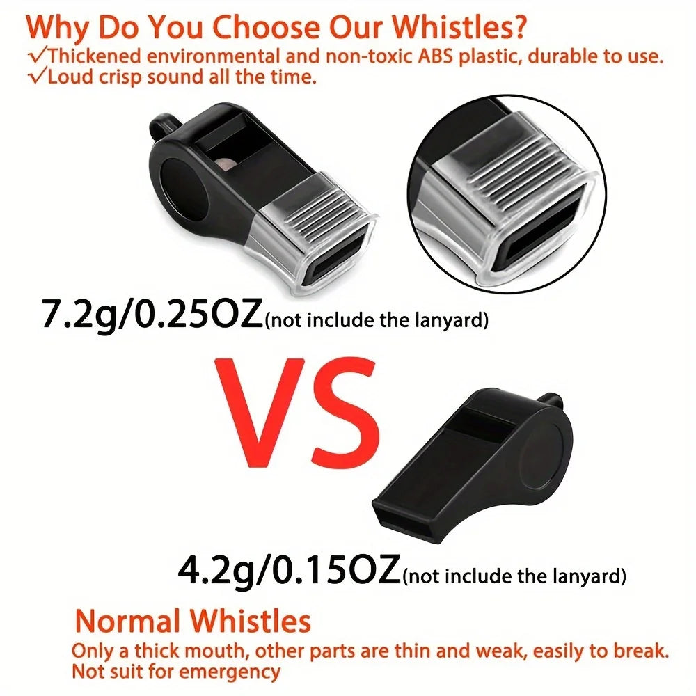 Plastic Sports Whistles with Lanyard, Whistle with Loud Crisp Sound Ideal for Coaches, Referees