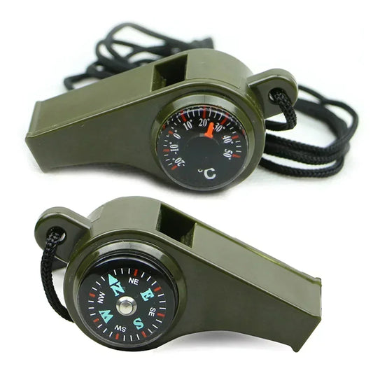 3 in 1 Emergency Survival Whistle Compass Thermometer Referee Cheerleading Whistle Camping Hiking Outdoor Multifunction Whistle