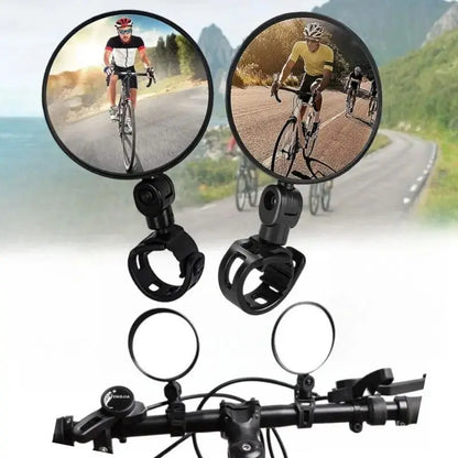 Wide-Angle Rearview Mirror for Bicycle, 360 Degree Rotation, Outdoor Riding, Mountain Bike Handle, Safety Accessories