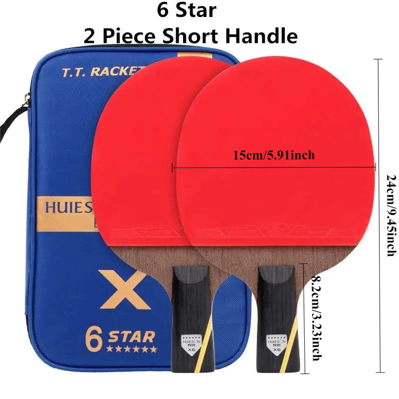 3/6 Star Table Tennis Racket 2PCS Professional Ping Pong Racket Set Pimples-in Rubber Hight Quality Blade Bat Paddle with Bag