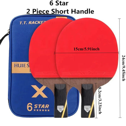 3/6 Star Table Tennis Racket 2PCS Professional Ping Pong Racket Set Pimples-in Rubber Hight Quality Blade Bat Paddle with Bag