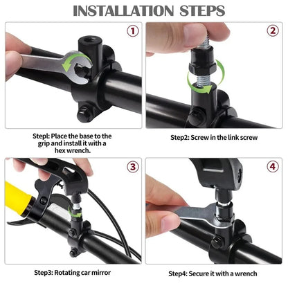 360 Degree Adjustable MTB Rearview Mirror Flat Bicycle Handlebar Mirror for Electric Bike Cycling Safety Accessories