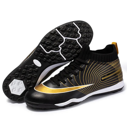 New Golden Teenagers Football Boots High Top TF/FG Men's Football Futsal Shoes Light Training Sneakers For Youth Tenis Masculino