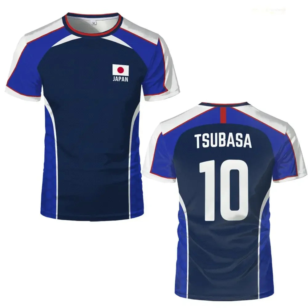 Anime Captain Tsubasa Japanese Flag Jersey Breathable Quick-drying Sports T-shirt For Men And Women Can Be Customized Tops Gifts