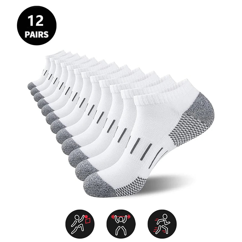 12 Pairs/Lot Men Sport Socks Breathable Outdoor Running buffer thickenBasketball Socks Cotton Training Short Tube Socks For Men