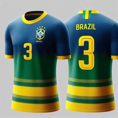 2025 Men's/Women's Sports T-shirt 3D printed Brazilian breathable Football Outdoor Sports V-neck top