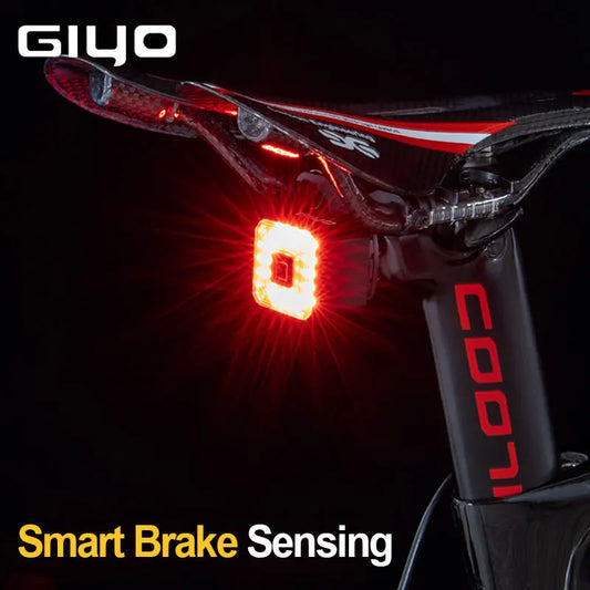 GIYO Smart Auto Bicycle Brake Light Tail Rear Sensing Light USB Cycling Light Bike Lamp Stop LED Back Rechargeable Waterproof