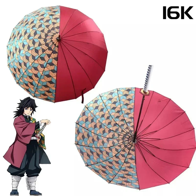 Anime Demon Slayer Sword Umbrella Kimetsu No Yaiba Long UV Blocking Parasol Tanjirou Samurai Sabre Real Japanses Katana Umbrella