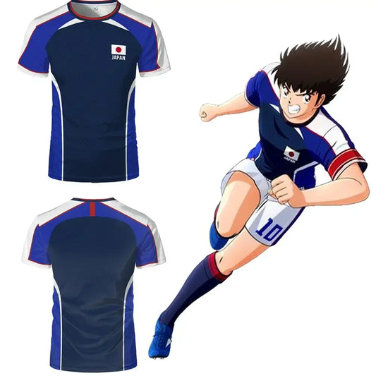 Anime Captain Tsubasa Japanese Flag Jersey Breathable Quick-drying Sports T-shirt For Men And Women Can Be Customized Tops Gifts