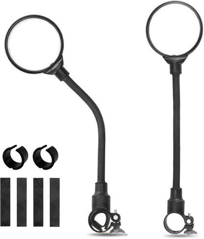2PCS Long Bicycle Rearview Handlebar Mirrors 360° For Mountain Road Bike Motorcycle Bendable Hose Adjustable Rearview Mirror