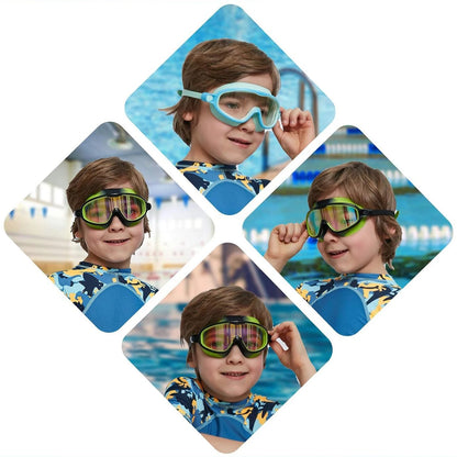 Swim Goggles 2 Pack Anti-Fog Anti-UV Wide View Swimming Goggles for Kids 3-14
