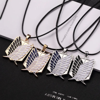 Anime Attack On Titan Necklace Wings Of Freedom Eren Scout Legion Stationary Guard Military Police Trainee Squad Pendant Jewelry