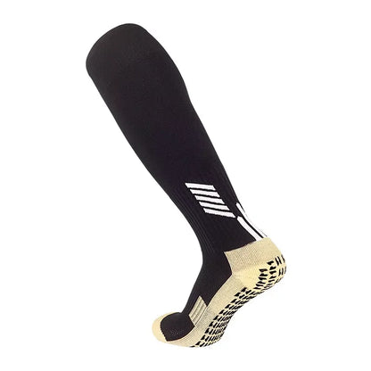 Anti Non Slip Football Socks Cut Black Long Length Adhesive Towel High Leg Grip Soccer Stockings Sports for Men and Children
