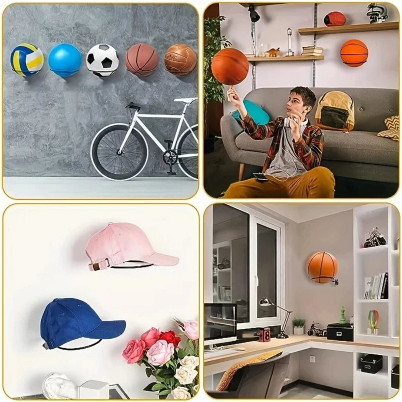 1pc/2pcs Metal Wall Mounted Sports Ball Display Stand For Basketball, Football, Volleyball, Durable Wall Storage Rack