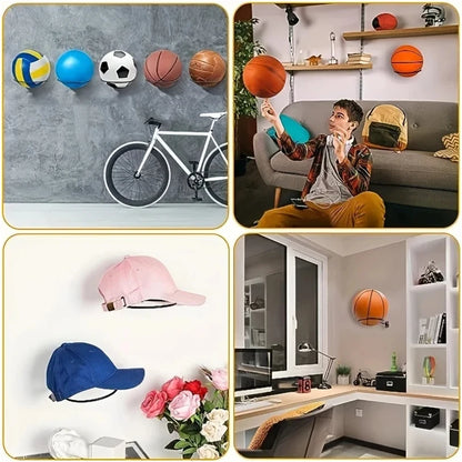 1pc/2pcs Metal Wall Mounted Sports Ball Display Stand For Basketball, Football, Volleyball, Durable Wall Storage Rack