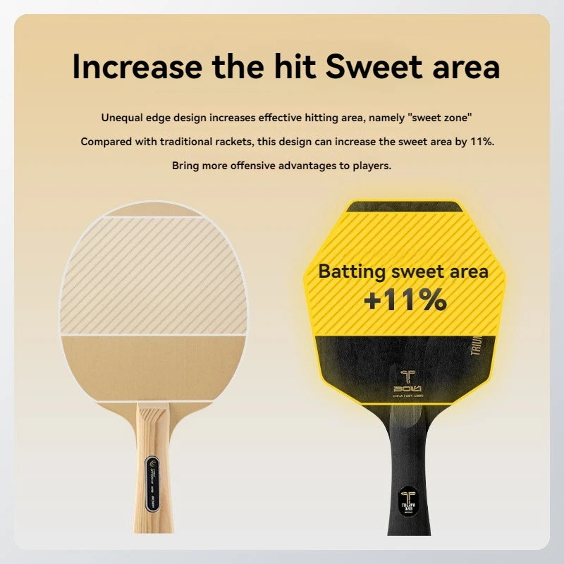 Hexagonal Table Tennis Racket Bottom Plate 5 Layers Pure Wood Solid Oak Pine Paulownia Large Core Professional Ping Pong